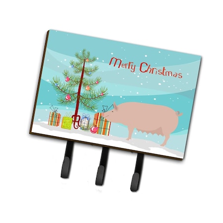 Jensendistributionservices English Large White Pig Christmas Leash or Key Holder MI1710757